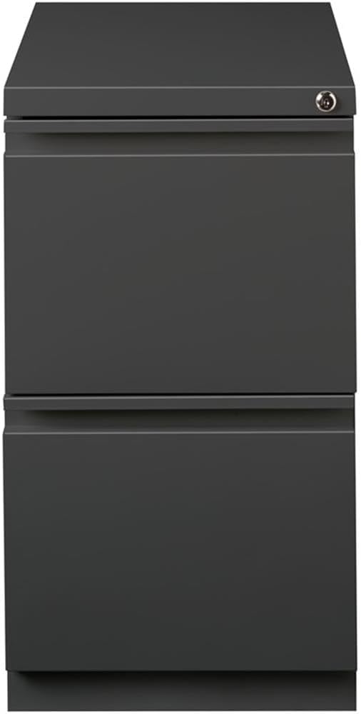 Scranton &amp Co 2-Drawer Modern Metal Mobile Pedestal File Cabinet in Charcoal