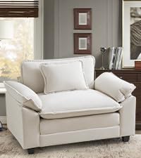 CDCASA Oversized Accent Chair Velvet Comfy Cloud Chair with Large Seat and Upholstered Armrests Modern Extra Wide Armchair Reading Chairs for Bedroom Living Room Office Beige