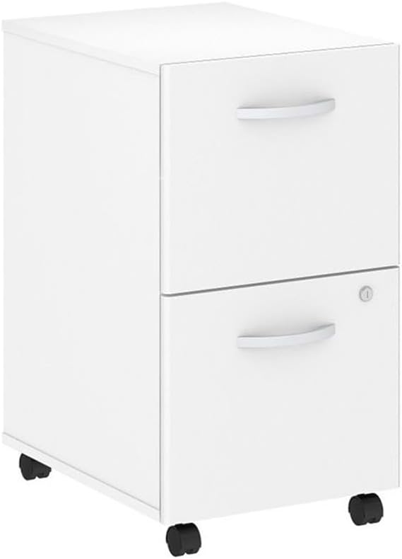 Bush Business Furniture Studio C 2 Drawer Mobile File Cabinet in White Rolling Storage Solution Home or Office Filing Organizer