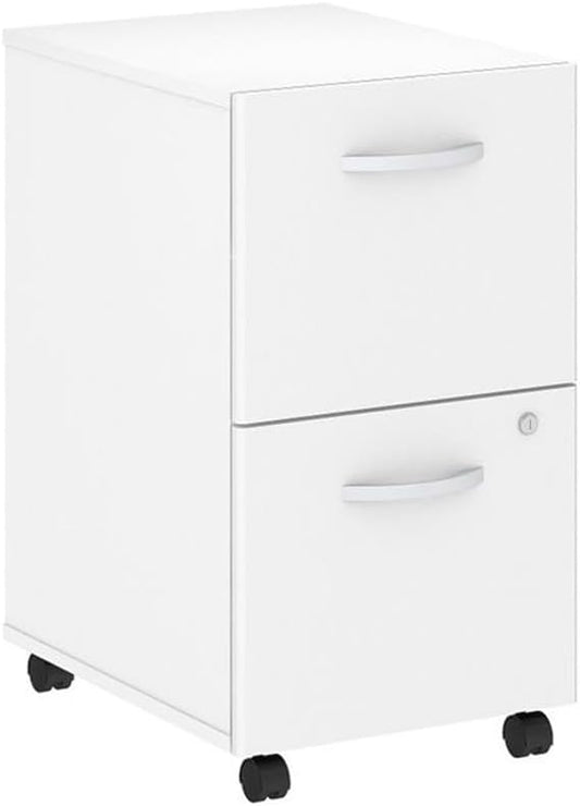 Bush Business Furniture Studio C 2 Drawer Mobile File Cabinet in White Rolling Storage Solution Home or Office Filing Organizer