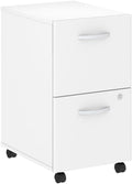Scranton &amp Co 2 Drawer Mobile File Cabinet 27.87 H x 15.7 W x 20.15 D Engineered Wood and Metal White Finish Locking for Office Storage Contemporary Design with Rolling Casters