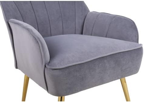 Modern Mid Century Chair Velvet Sherpa Armchair for Living Room Bedroom Office Easy Assemble
