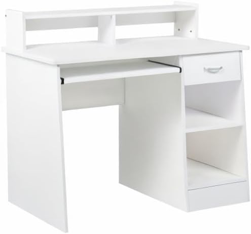 Best Choice Products Commercial Home Computer Laptop Work Station Desk Table w/Removable Shelf Divider Open Back for Home College Office - White