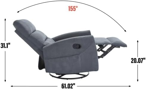 Recliner Chair for Living Room PU Leather Massage Recliner Chair Winback Single Sofa Home Theater Chairs Adjustable Modern Reclining Chair with Padded Seat Backrest for Adults (Gray)