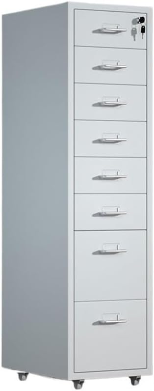 File Cabinets Metal File Data Organizer Multifunctional Office Storage Drawer Cabinet 8 Layer Large Capacity File Cabinet with Lock File Storage Cabinets(White)