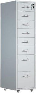 File Cabinets Metal File Data Organizer Multifunctional Office Storage Drawer Cabinet 8 Layer Large Capacity File Cabinet with Lock File Storage Cabinets(White)