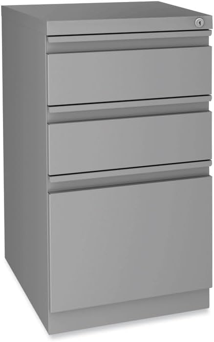 Alera Modern Teacher Series Pedestal Desk Left-Side Pedestal: Box/Box/File 60 x 24 x 28.75 White/Silver