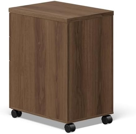 NBF Esquire 16 W Office Files Pedestal Cabinet - 3 Drawer File Cabinet with Lock - Mahogany Laminate Office Filing Cabinets - Modern Mobile File Cabinet Document Storage (22 D x 28 H Gray)