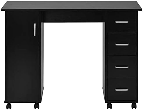 Home Office Computer Desk Table with Drawers White Black
