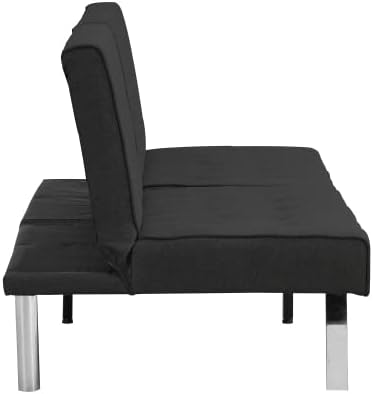 Convertible Futon Sofa Bed Modern 68'' Fabric Sleeper Couch for Living RoomGuest Bed Adjustable Backrest Upholstered Recliner Chair Loveseat for Compact Small Space Living Room (Black)