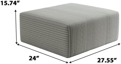 27.5 Corduroy Ottoman Seat Module for Modular Sectional Sofa DIY L-Shaped &amp U-Shaped Plush Corduroy Sofa for Living Room Light Grey