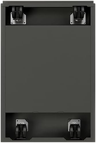 Pemberly Row 20 2-Drawer Modern Metal Mobile Filing Cabinet Charcoal Finish Steel Construction Locking Drawer Letter File Storage Hidden Casters Satin Nickel Pulls Office Furniture