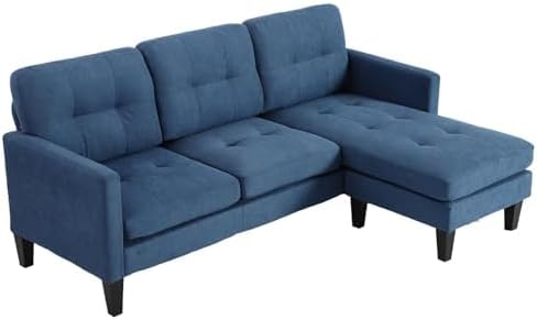 L Shaped Couch Sectional Couches with Storage Ottoman Convertible Sleeper Sofa with Reversible Chaise Comfy Couches with Reversible Chaise for Apartment Living Room Blue