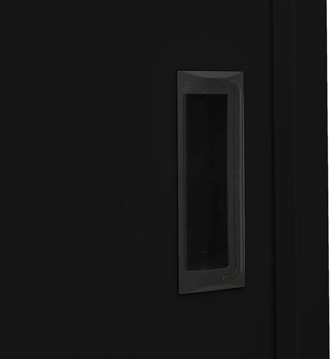 Metal Garage Storage Cabinet File Cabinets Standing Cabinets Bookcases Storage Cabinets Office Cabinet with Sliding Door Black 35.4x15.7x70.9 Steel
