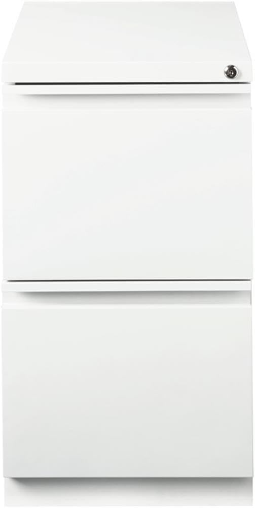 BOWERY HILL 2 Drawers 27.75 Vertical White Metal Filing Cabinet Lockable Pre-Assembled Movable Letter Size for Home Office