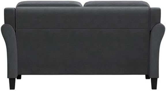 Hawthorne Collections Rolled Arm Microfiber Loveseat Dark Gray Upholstery Solid Wood Frame Button Tufted Back 56.3 in Wide Comfortable Sofa for Living Room or Small Spaces