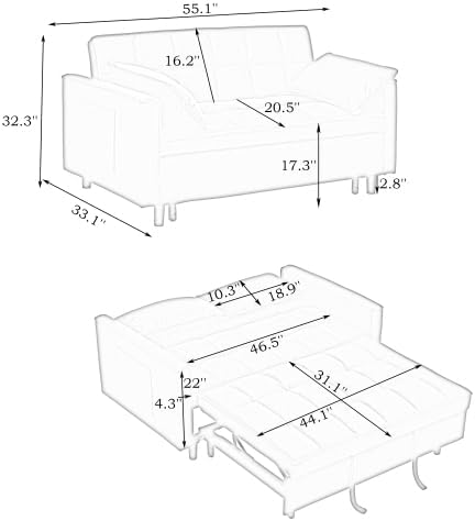 Convertible Sofa Bed 3 in 1 Pull Out Couch with Side Pockets Velvet Fabric Loveseat Sleeper Sofa Bed Pull Out Couch with Adjustable Backrest for Living Room Bedroom Apartment Green