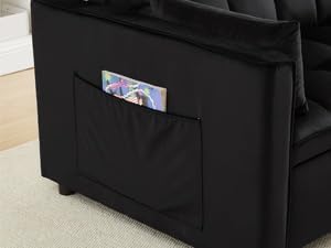 Loveseat Sleeper Sofa 3 in 1 Convertible Sofa Bed Adjustable Backrest Comfy Pull Out Couch Modern Upholstered Sofa for Living Room Bedroom Apartment Small Space (Black)