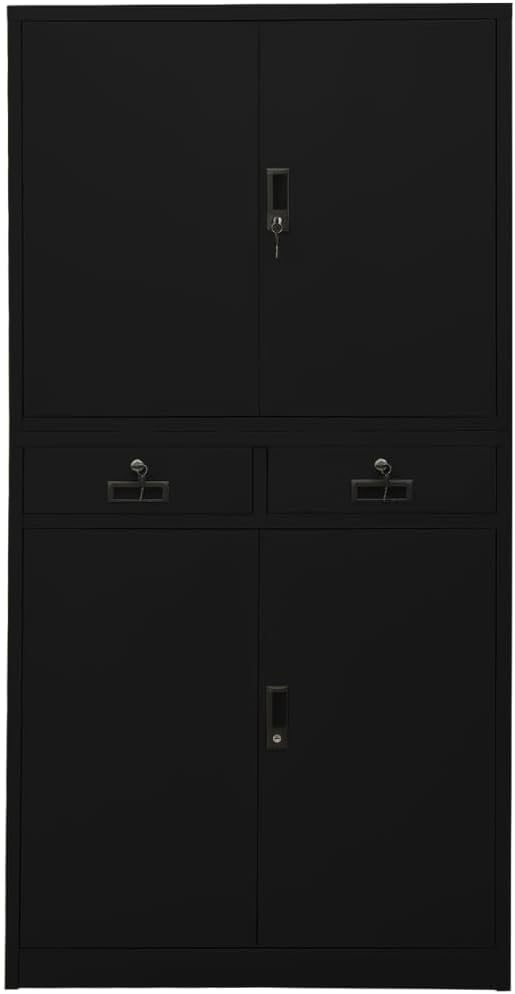 Metal Office Cabinet 70.9 Tall Steel Lockable File CabinetLocking Tool Cabinet Garage Steel Storage Cabinet for Home Office Black 35.4x15.7x70.9 Steel(G) -AA