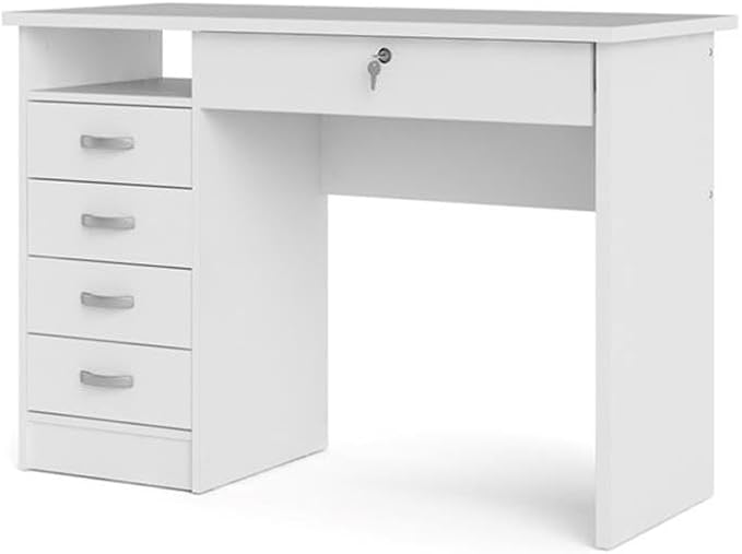 Pemberly Row Set of 2 Home Computer Office Desk &amp 6-Shelf Adjustable Bookcase