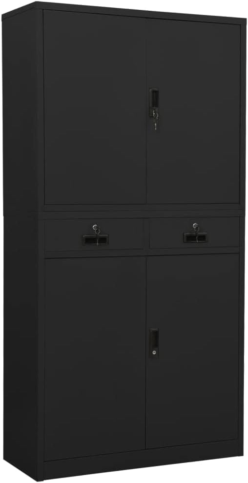 Metal Office Cabinet 70.9 Tall Steel Lockable File CabinetLocking Tool Cabinet Garage Steel Storage Cabinet for Home Office Anthracite 35.4x15.7x70.9 Steel(G)