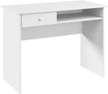 Bush Home Cabot 40W Small Writing Desk with Drawer and Shelf in White Compact Work Table for Home Office or Living Room
