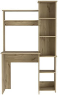 Light Oak Desk with 5 Shelves &amp Superior Storage - Compact Home Office Design