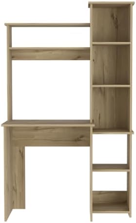 Light Oak Desk with 5 Shelves &amp Superior Storage - Compact Home Office Design