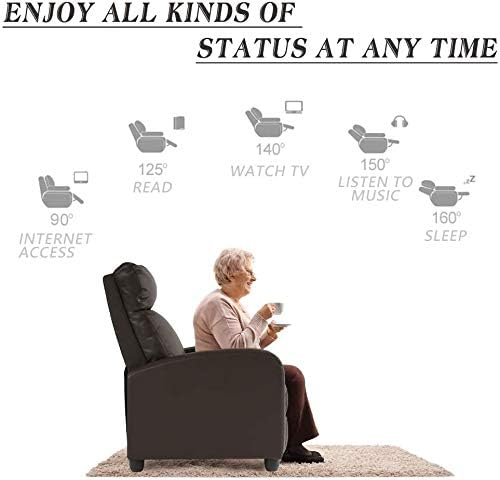 Recliner Chair Massage Chair Reclining Chair Sofa Lounge Chair Living Room Chair with Footrest PU Leather Reading Chair Lounge Chair for Home Room Brown