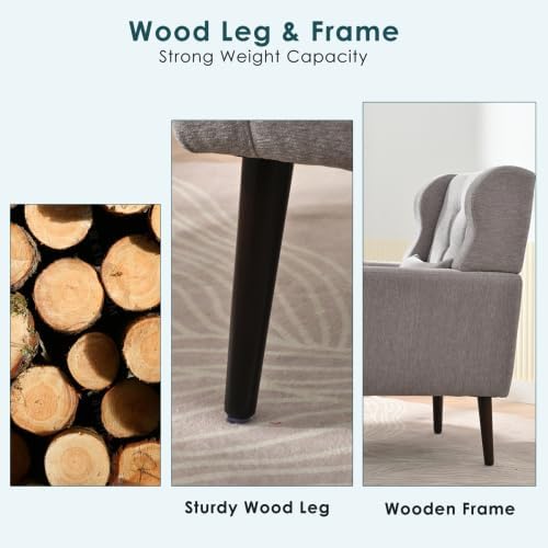Modern Side Chair Square Shape Chenille Arm Chair Comfy Soft Padded Lounge Chair for Living Room Bedroom Home Office Kitchen(Gray)