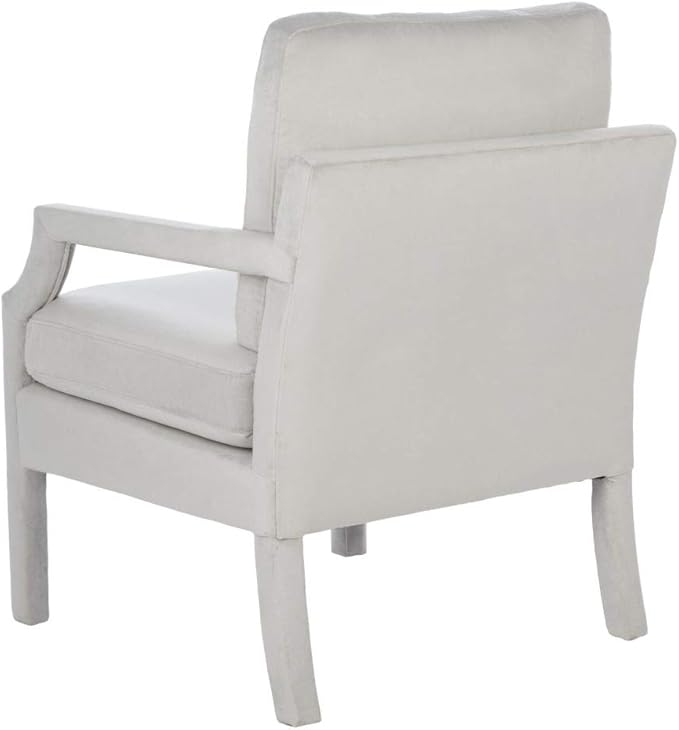 Safavieh Home Genoa Mid-Century Light Grey Velvet Upholstered Arm Chair