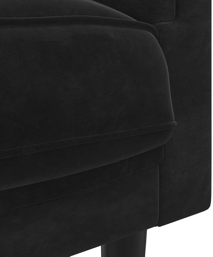 vidaXL Black Velvet Armchair - Upholstered Living Room/Lounge Chair with Cushion Solid Wood Legs Modern Design Comfortable Padded Seating