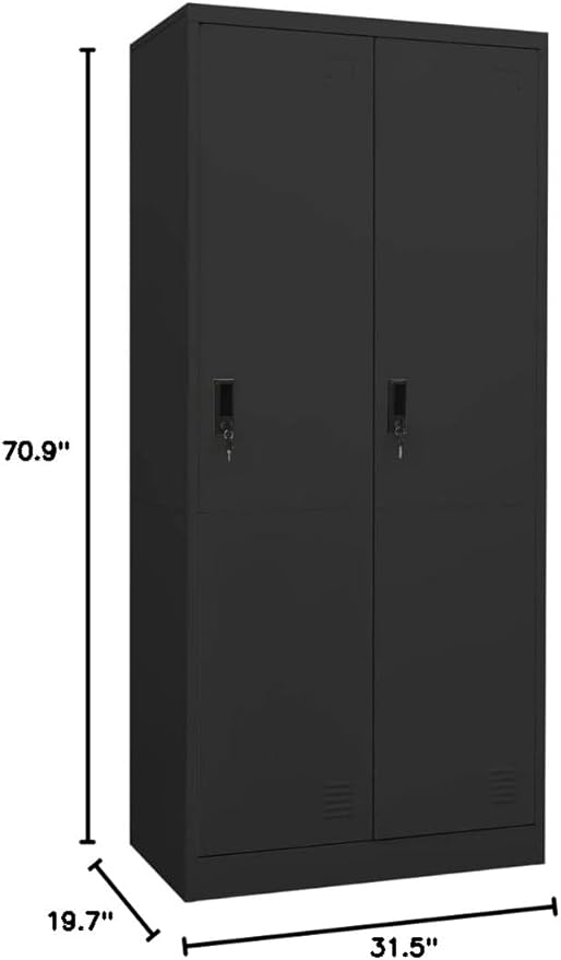 Steel Storage Wardrobe Cabinet Locker with Lock Door Anthracite Metal Wardrobe Armoire Closet with Hanging Rod for Office Home School EmployeeGymFire Department (Style F)
