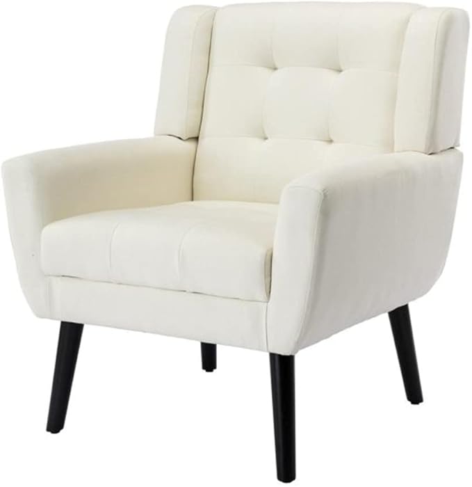 Contemporary Style Wide Accent Chair for Living Room | Ergonomic Armchair with Button Tufted Tight Backrest | Durable Wood Manufactured Comfortable | Attractive Aesthetic LookBeige Tan Color