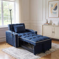 Sleeper Chair Convertible Pull Out Chair Sleeper with Bracket and Cup Holder Chairs Bed Sleepers for Adults 3 in 1 Sofa Bed Chairs for Small Spaces Living Room Blue