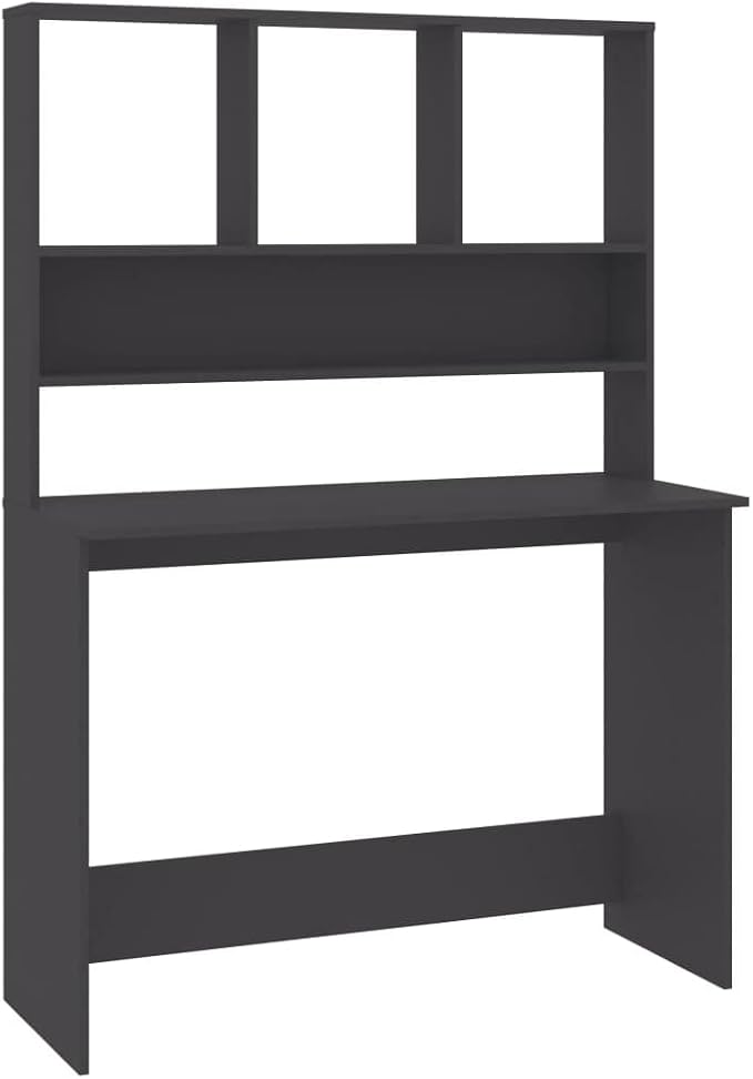 Small Computer DeskSchool Writing DeskHome Office DeskStudy DeskWork Home Office Desk for Small SpaceDesk with Shelves Gray 43.3x17.7x61.8 Chipboard