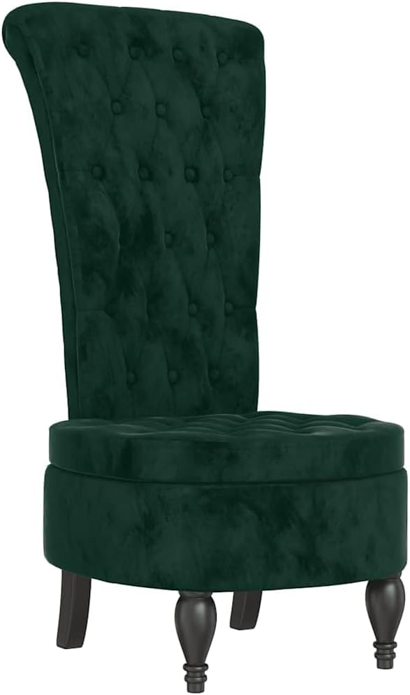 vidaXL Dark Green Velvet High Back Chair Ergonomic Accent with Padded Suitable for Seat Modern Design for Living Room Bedroom Office Decor Lounge Upholstered Single Sofa Stylish Seating
