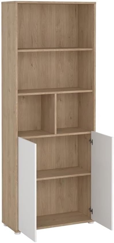 Pemberly Row Set of 2 Home Computer Office Desk &amp 6-Shelf Adjustable Bookcase