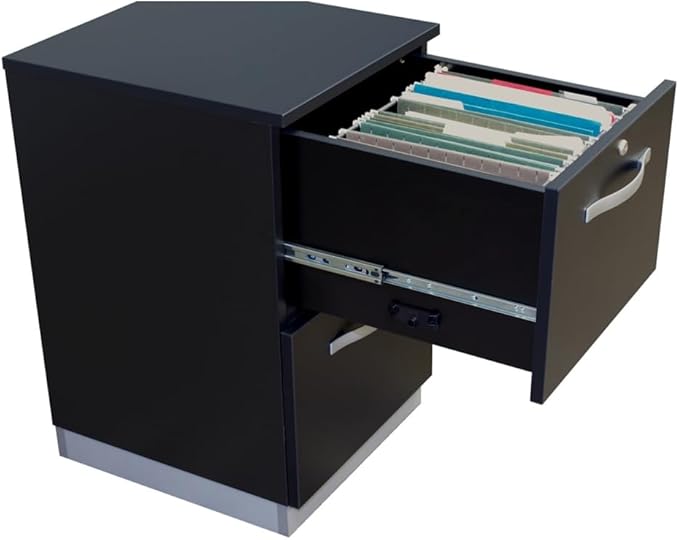 NBF 18 - 2 Drawer Lateral File Cabinet - Boardwalk Walnut Laminate Top with Locking Drawer &amp Secure File Storage - Wooden Filing Cabinet Ideal for Home Office