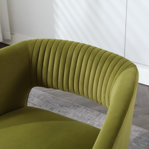 Upholstered Tufted Chair Recliner Chair for Adults with Metal Stand Textured Linen Fabric Sofa for Kids Bedroom Living Room (Green)