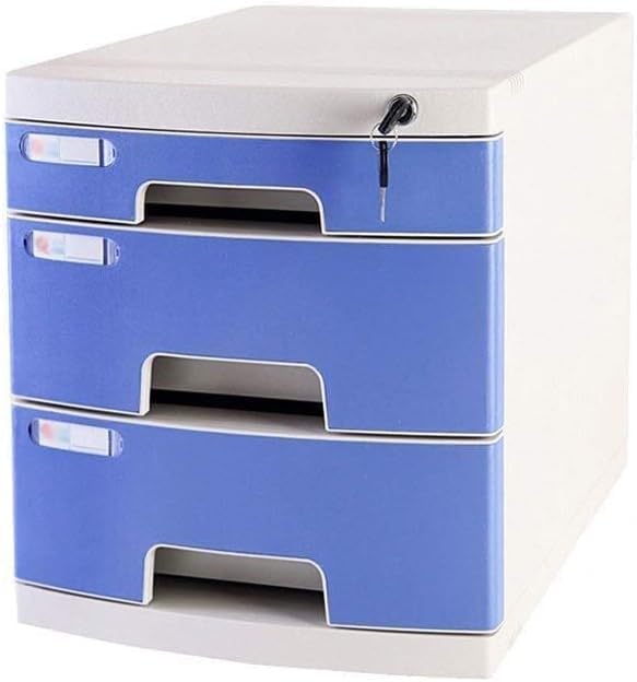 File Cabinet Lockable Data Office Storage Drawer Confidential Desktop Organizer Gray FileBlue