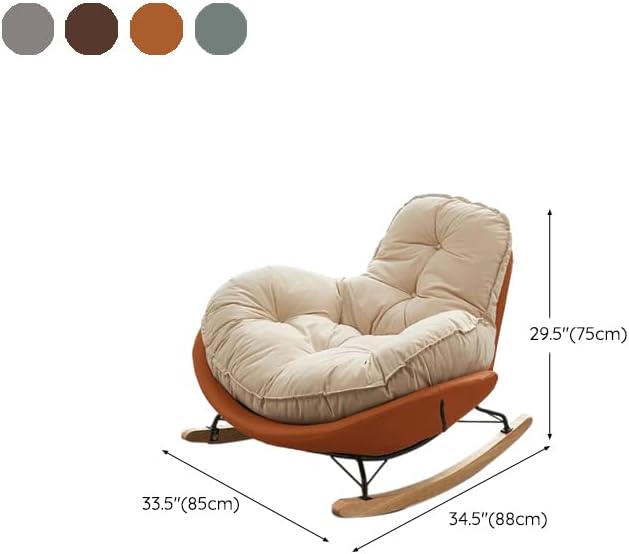 LITFAD Modern Upholstered Rocking Chair - Tufted Seat and Metal Legs Stylish Lounge Chair for Living Room Bedroom - Orange