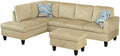 Beige L-Shaped 3-Piece Microfiber Sofa with Storage Ottoman Set Sectional Couch Sofa Set for Living Room Office Small Space