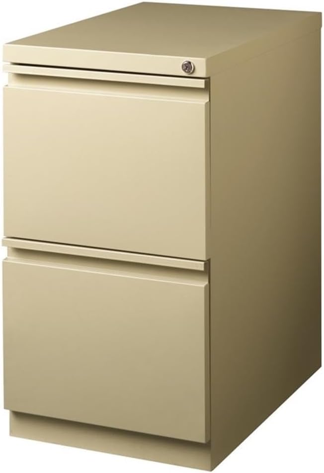Home Square Pedestal 2 Drawer Filing Cabinet Set in Beige (Set of 2)
