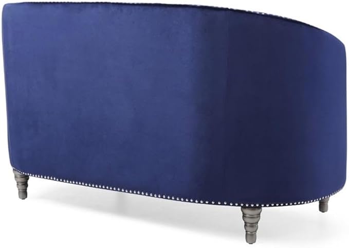 Glory Furniture Dania Velvet Upholstered Loveseat in Blue