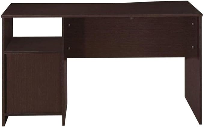 Brown Wood Desk with Storage Featuring 3 Drawers Under Table Shelf Contoured Top for Home Office Use As Writing Desk Or Computer Workstation