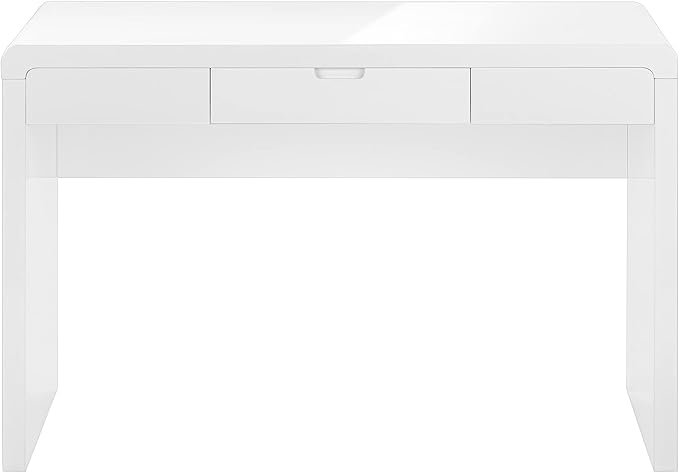 Computer Desk Home Office Laptop Storage Drawers 48 l Work Glossy White Laminate Contemporary Modern