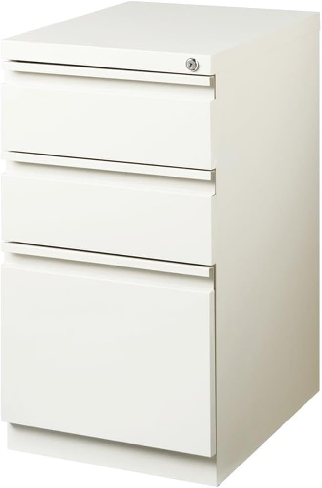 Pemberly Row 3 Drawers 27.75 Vertical White Metal Filing Cabinet Lockable Pre-Assembled Stationary Letter Size for Home Office