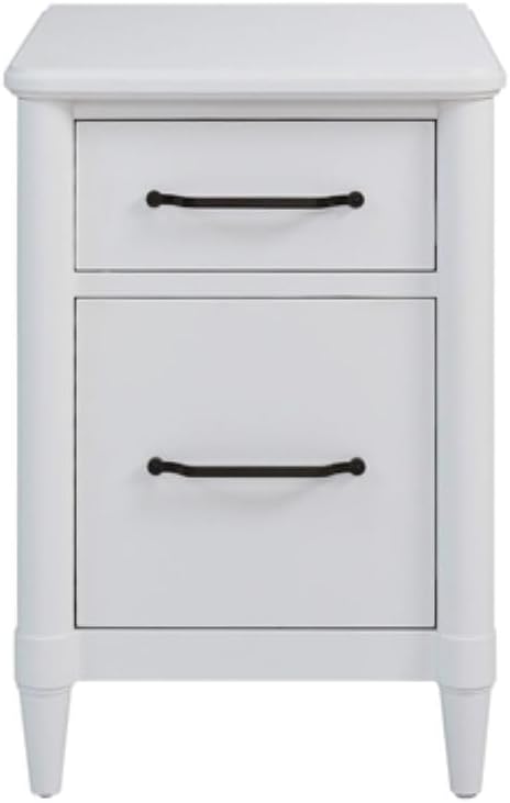 2 Drawer Small File Cabinet with Lock - Solid Wood Under Desk Locking Drawers Storage Organizer for Home Office Filing CabinetsWhite
