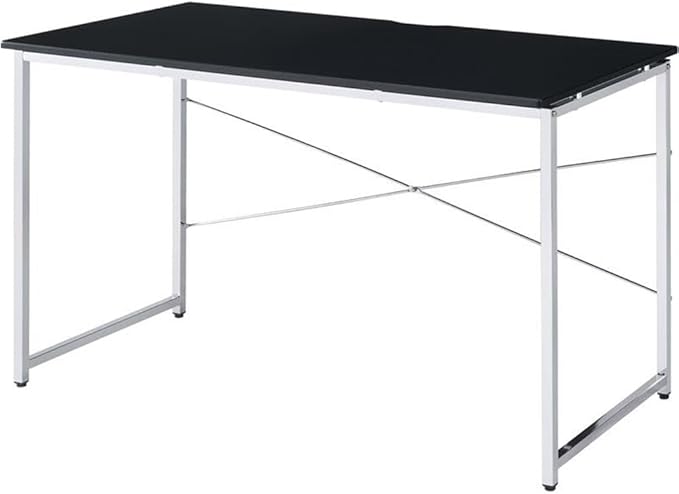 Acme Tennos Writing Desk in Black and Chrome Finish